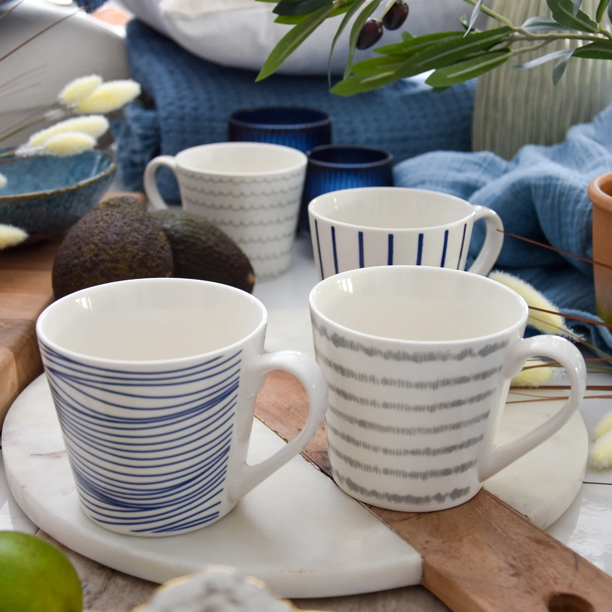 Wide Mug Nautical Blue Lines - Image 4