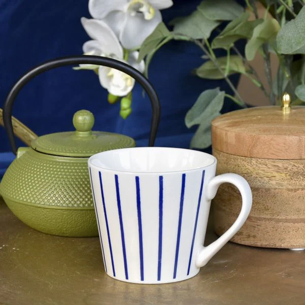 Wide Mug Nautical Blue Stripe - Image 2