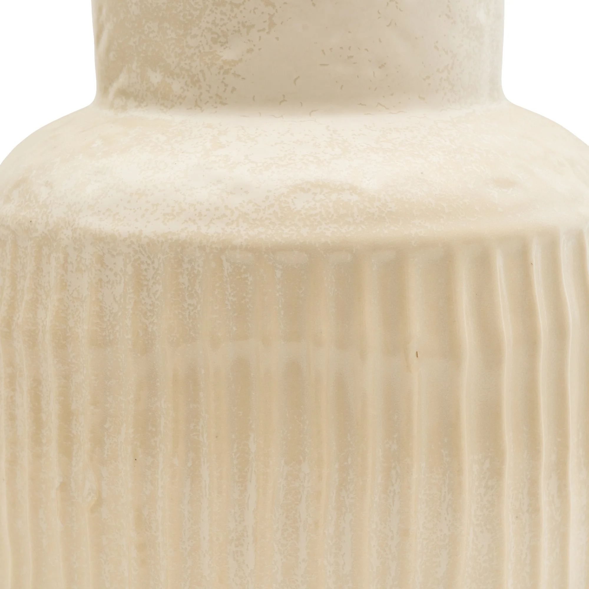 Art Deco Style Cream Vase with a Wide Neck and Ridges - Image 2