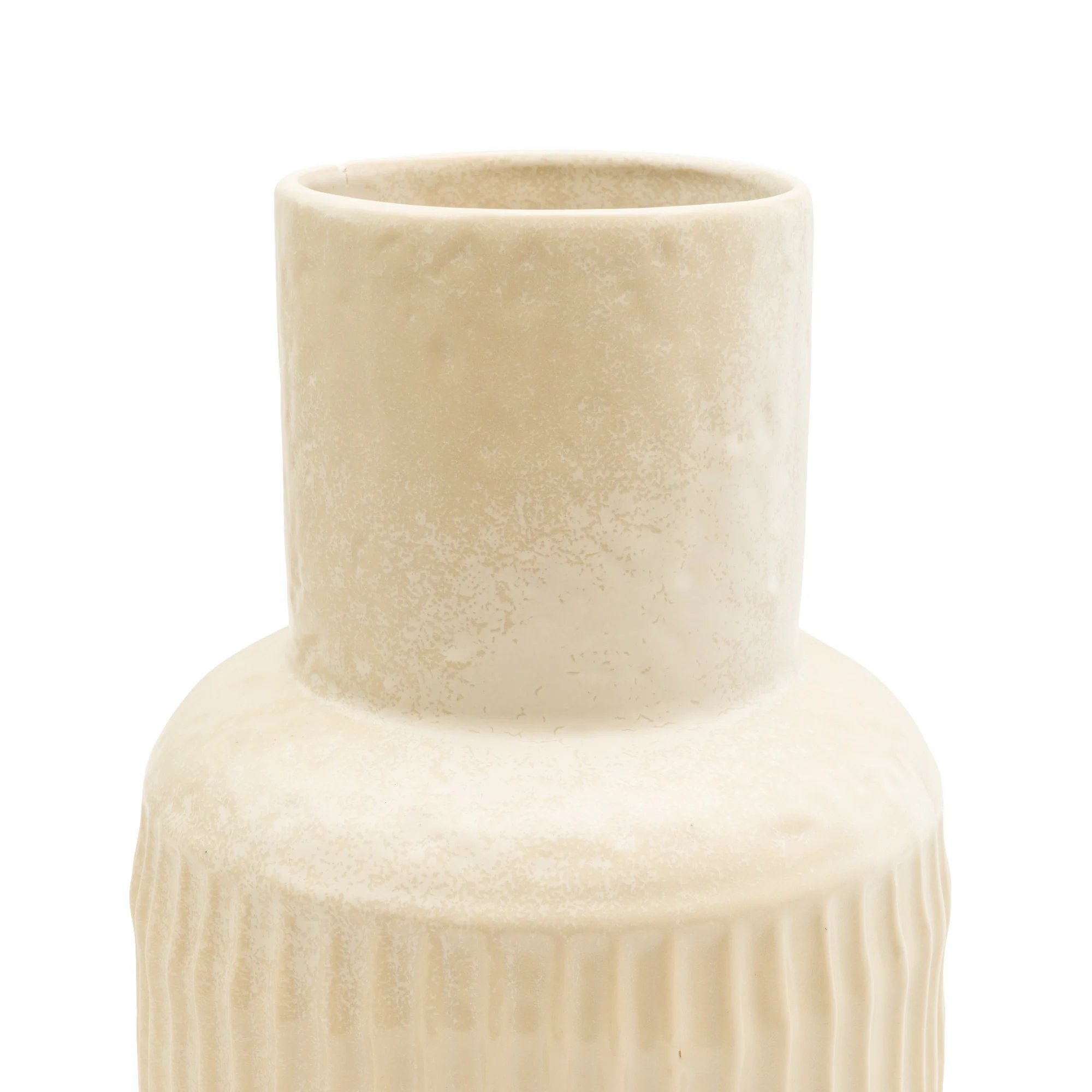 Art Deco Style Cream Vase with a Wide Neck and Ridges - Image 5