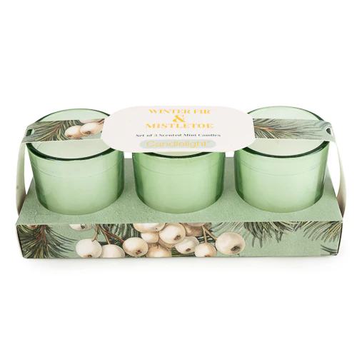 Winter Fir & Mistletoe Trio Candles - Image 2