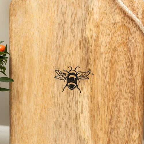 Wooden Paddle Serving Board with Bee Detail - Image 2