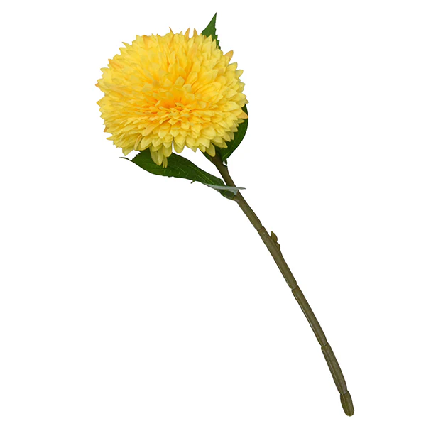 Yellow Lifelike Faux Chrysanthemum with a Single Green Stem - Image 2
